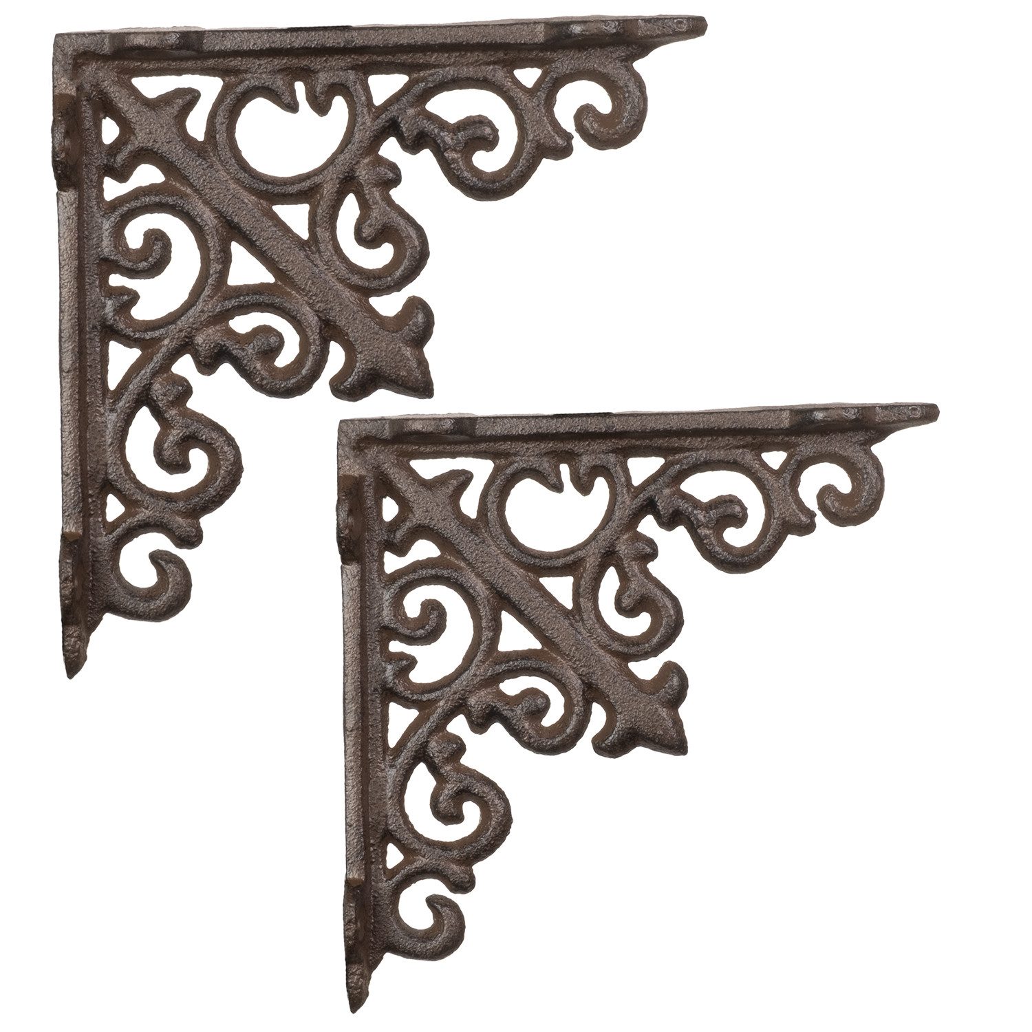 Moritz Wandregalhalter Wandwinkel 2er-Set aus Gusseisen im Antik-Look 14 cm, Regalträger Regalwinkel Regalhalterung Wandregal Regal Kommode