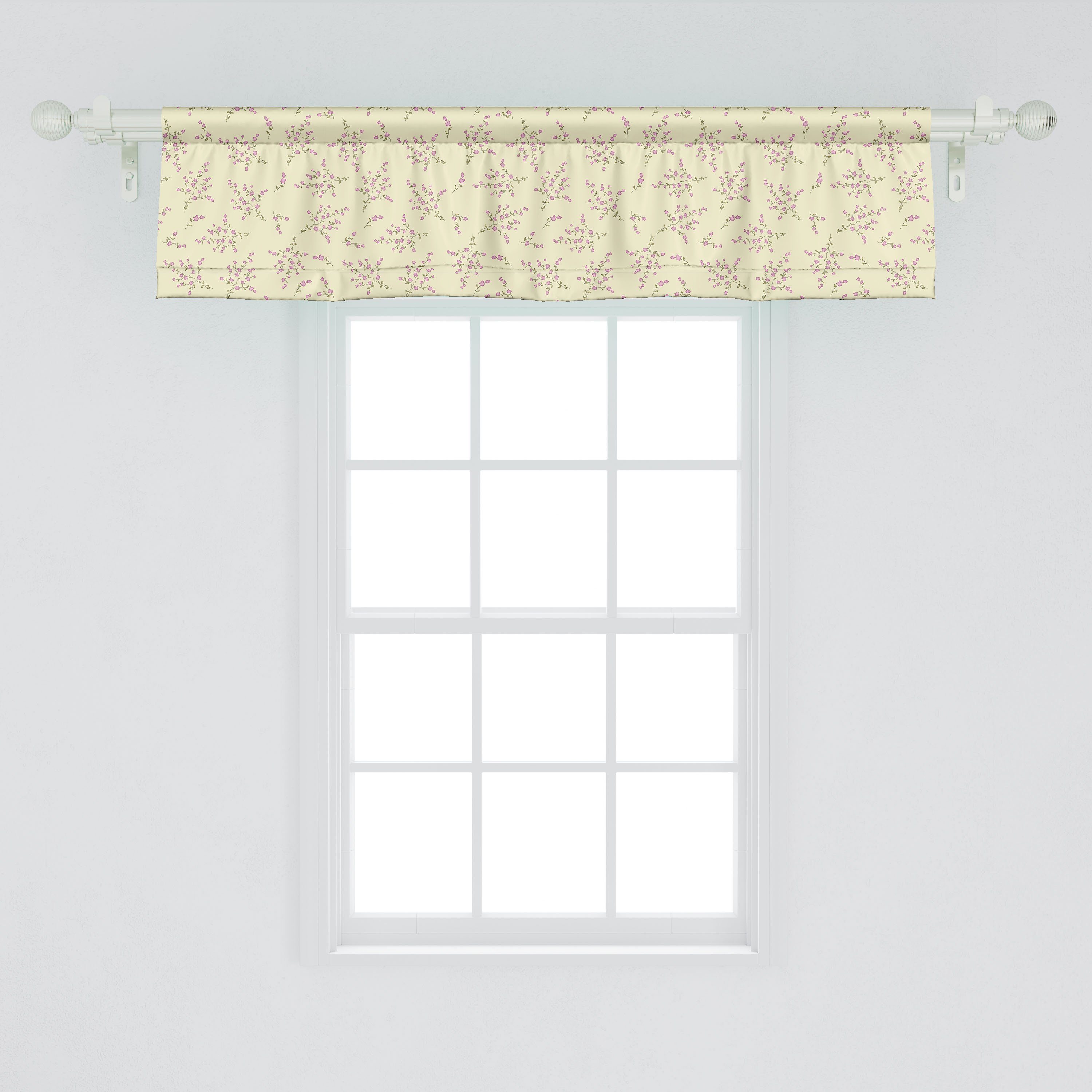 Scheibengardine Vorhang Volant für Küche Abakuhaus, Dekor Schlafzimmer Minimalist Stangentasche, Microfaser, Frühlingskräutern mit Botanisch