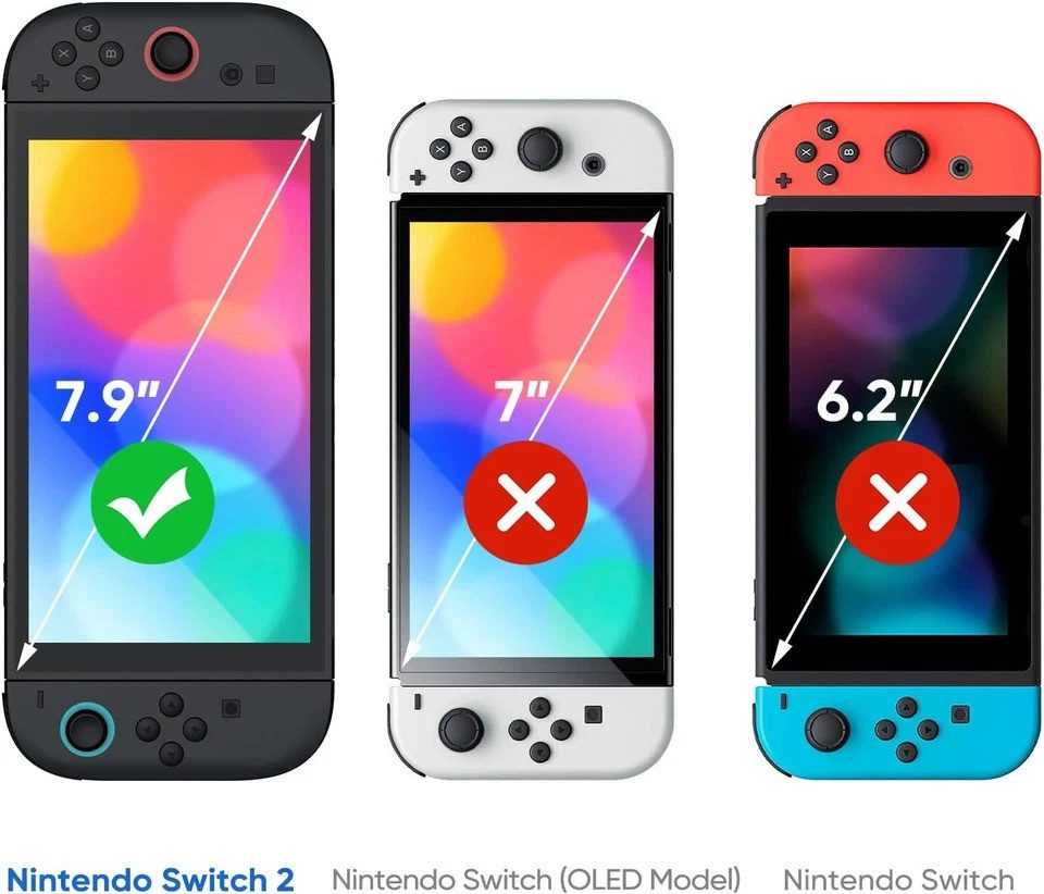 Mycotech Displayschutzglas 2x Panzerschutzfolie für Nintendo Switch 2 Display Glas Panzerglas, 2 Stück