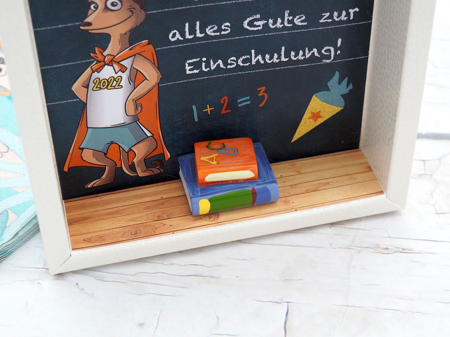 ZauberDeko Geschenkbox Geldgeschenk Schulanfang Einschulung Schule MIT NAMEN Erdmännchen