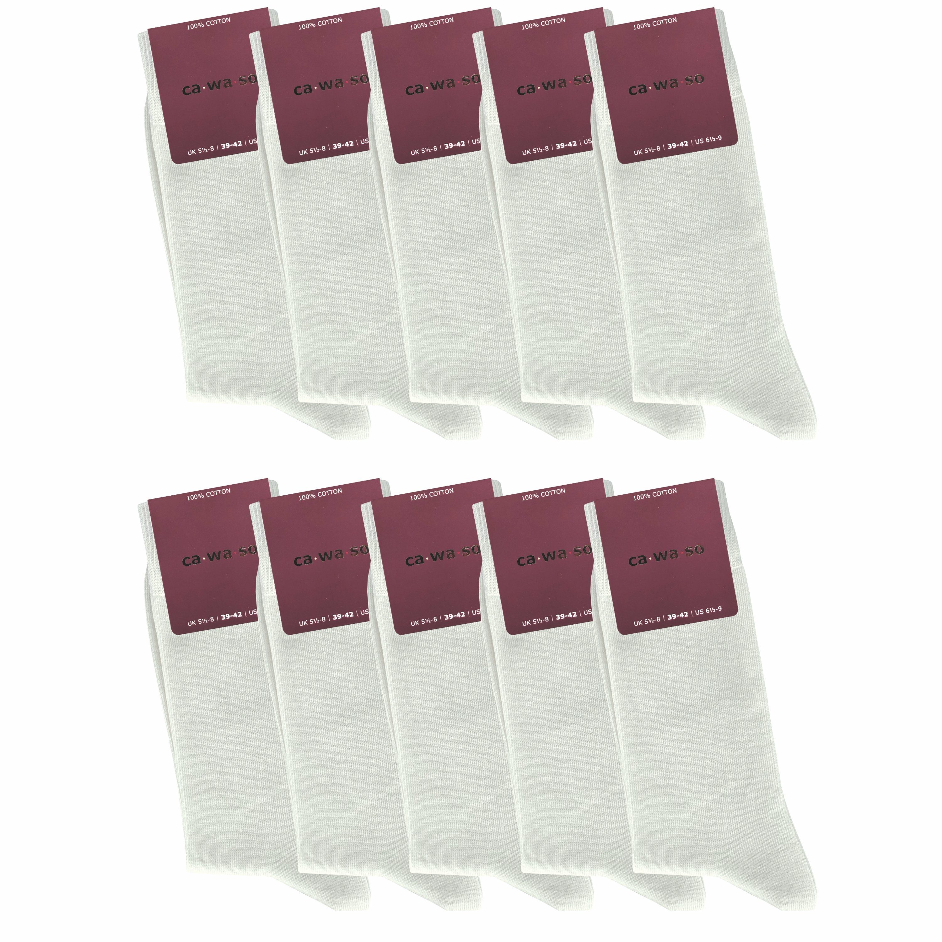 ca·wa·so Komfortsocken für Damen aus 100 % Baumwolle - Reine Baumwollsocken - Weiche Socken (10 Paar) Doppelt verstricktes Garn & gekämmte Baumwolle für lange Haltbarkeit
