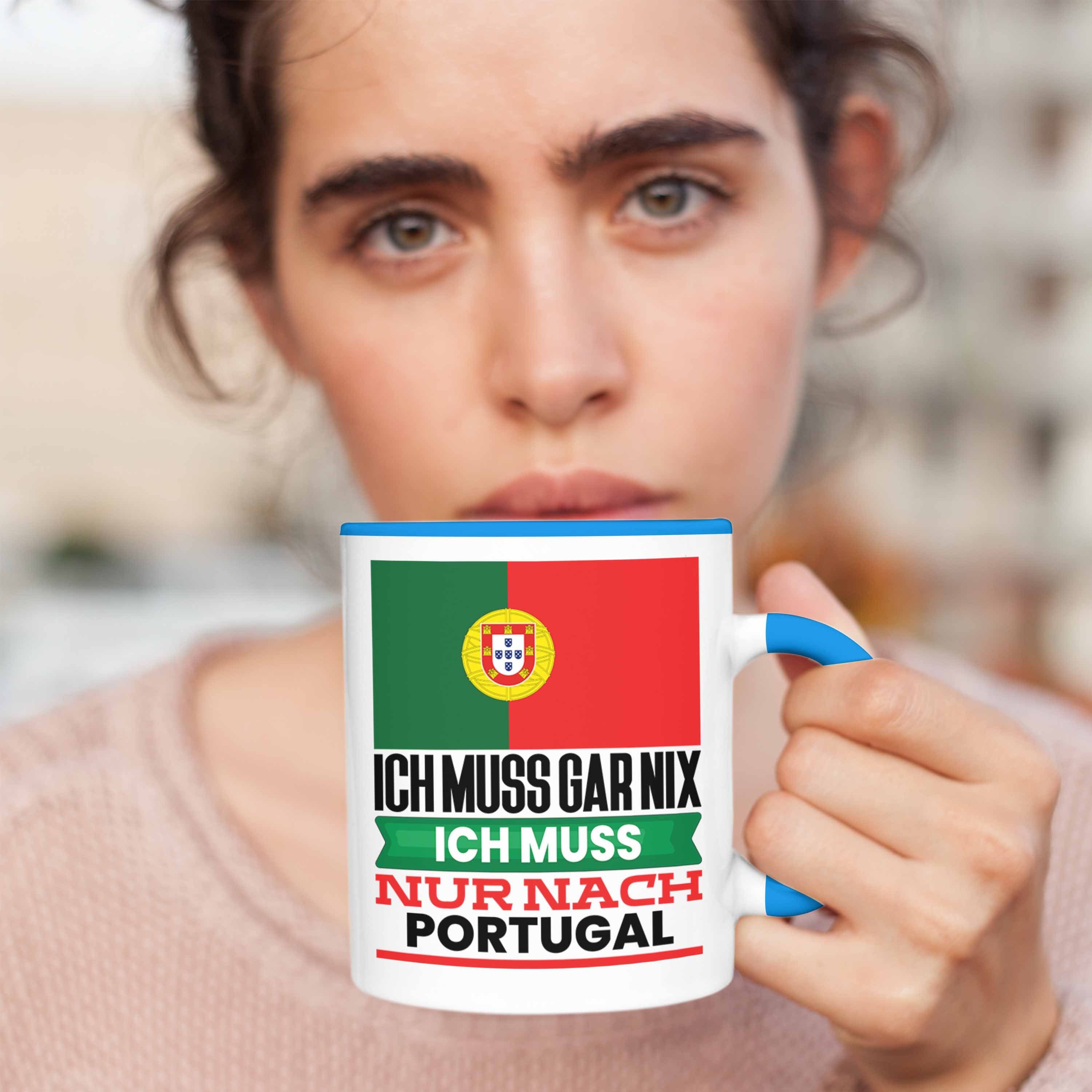 Tasse Geburtstag Geschenk Portugiesen Tasse Blau für Trendation Portugal Urlaub Geschenkidee