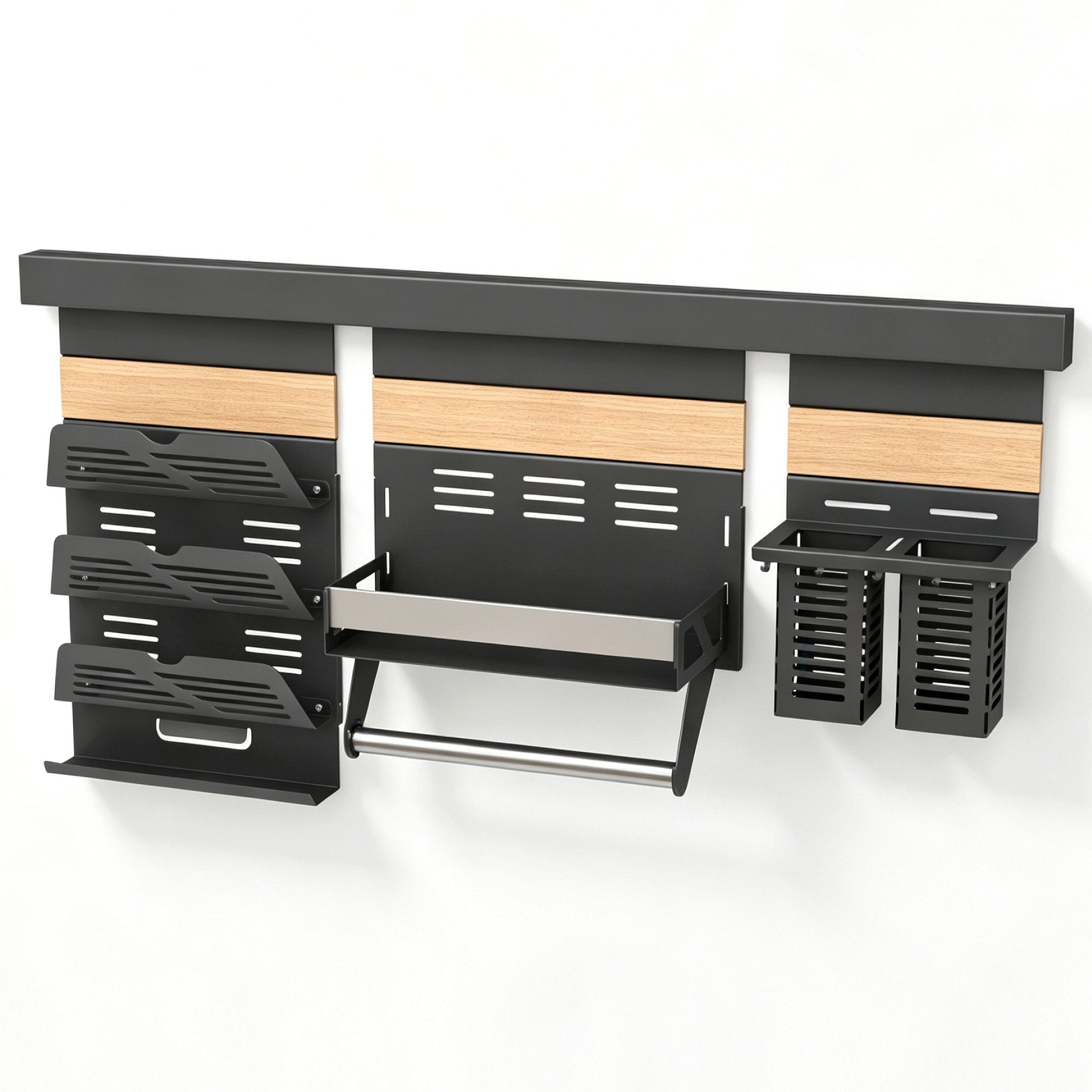 doporro Küchenregal Küchenorganizer-set Multifunktional aus Metall Wandmontage 52/82cm, 52-cm-Schiene trägt bis zu 10.5kg, 82-cm-Schiene trägt bis zu 15kg