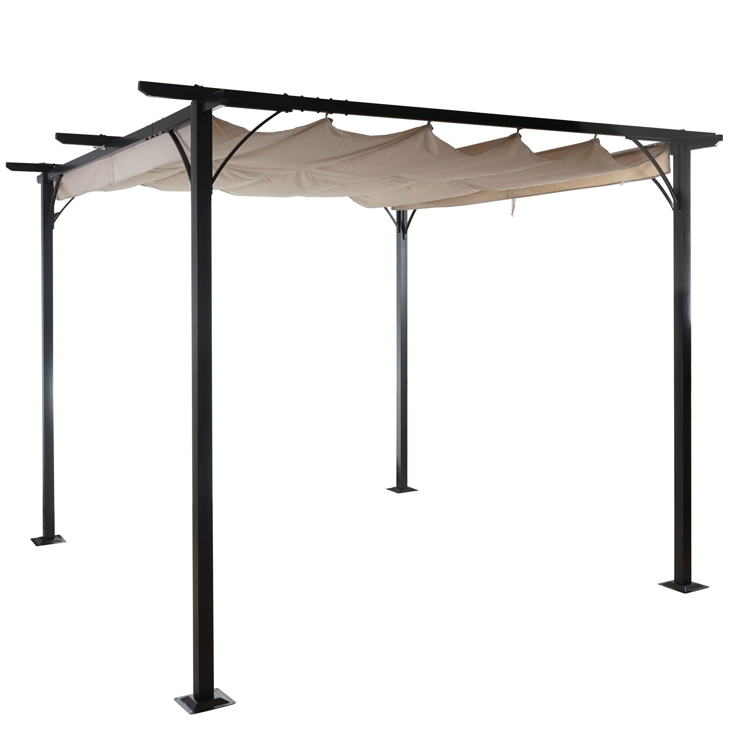 MCW Pergola MCW-C42-3,5x3,5, BxTxH: 350x350x232 cm, mit Schiebedach, Wasserablaufösen, Schiebedach stufenlos regulierbar