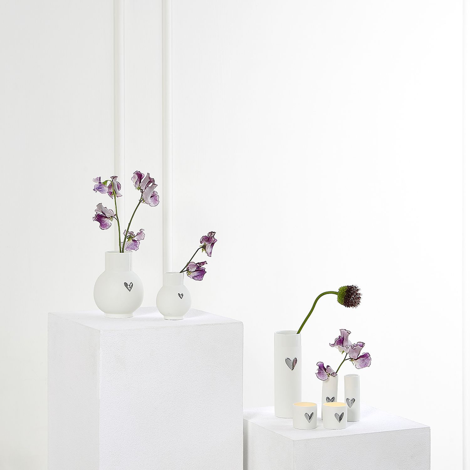 Räder Design Dekovase Mini-Kugelvase Herz Silber günstig online kaufen