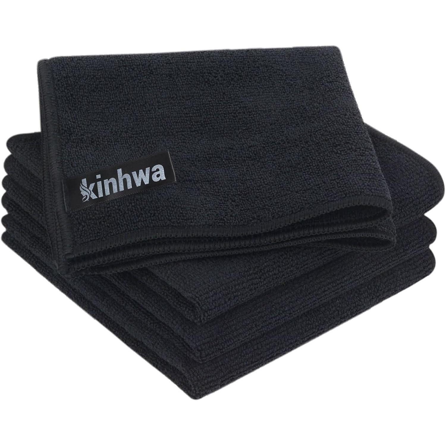 LuxusKollektion Mikrofasertücher 30x30cm Schwarz 4er Set saugfähig & fusselfrei Mikrofasertuch (Textil, 30x30 cm, 4-tlg)