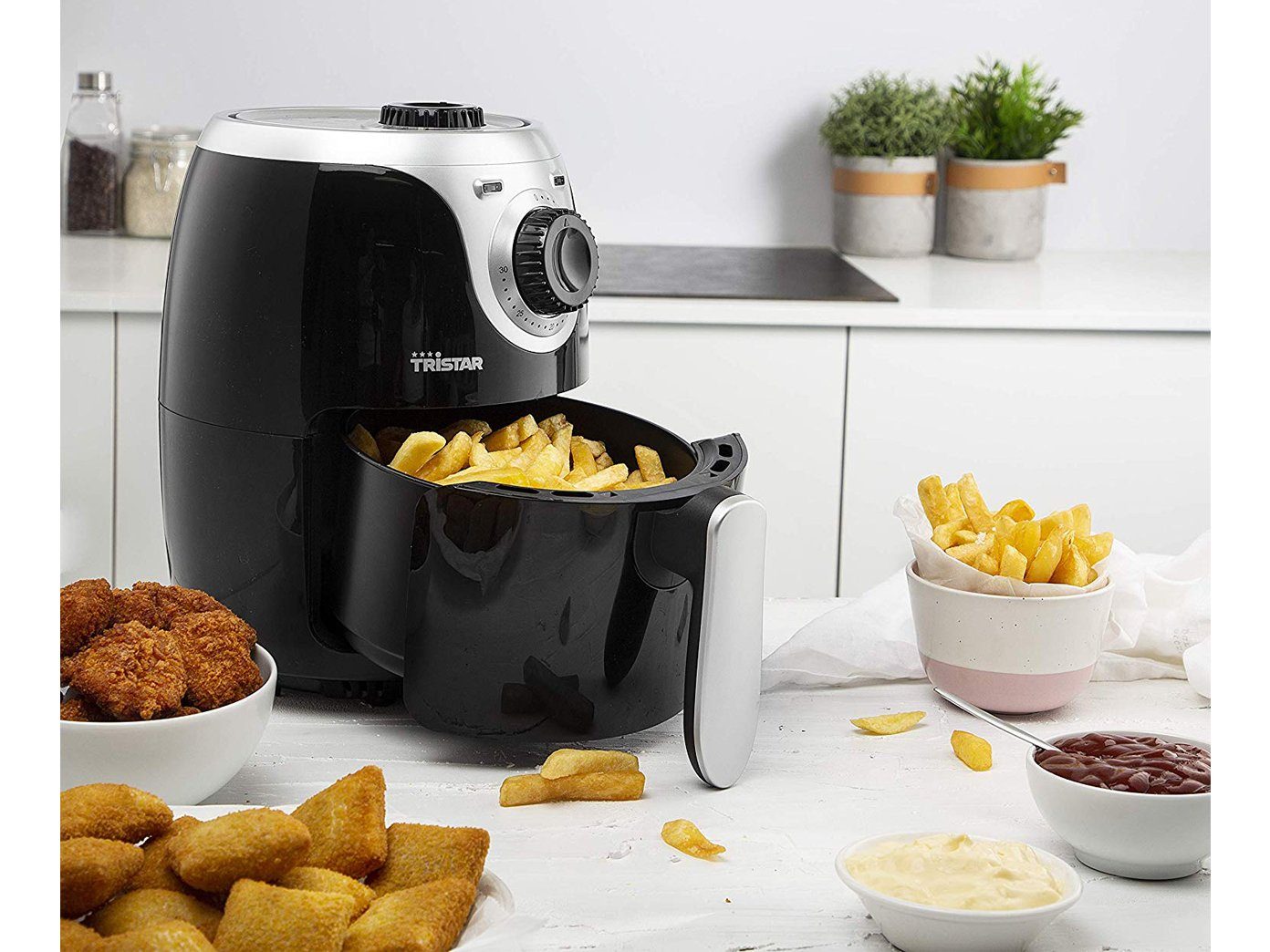 Tristar Heißluftfritteuse, 1000 W, Mini 2 Ltr. Luftfritteuse Fritöse Pommes fettarm frittieren ohne Öl