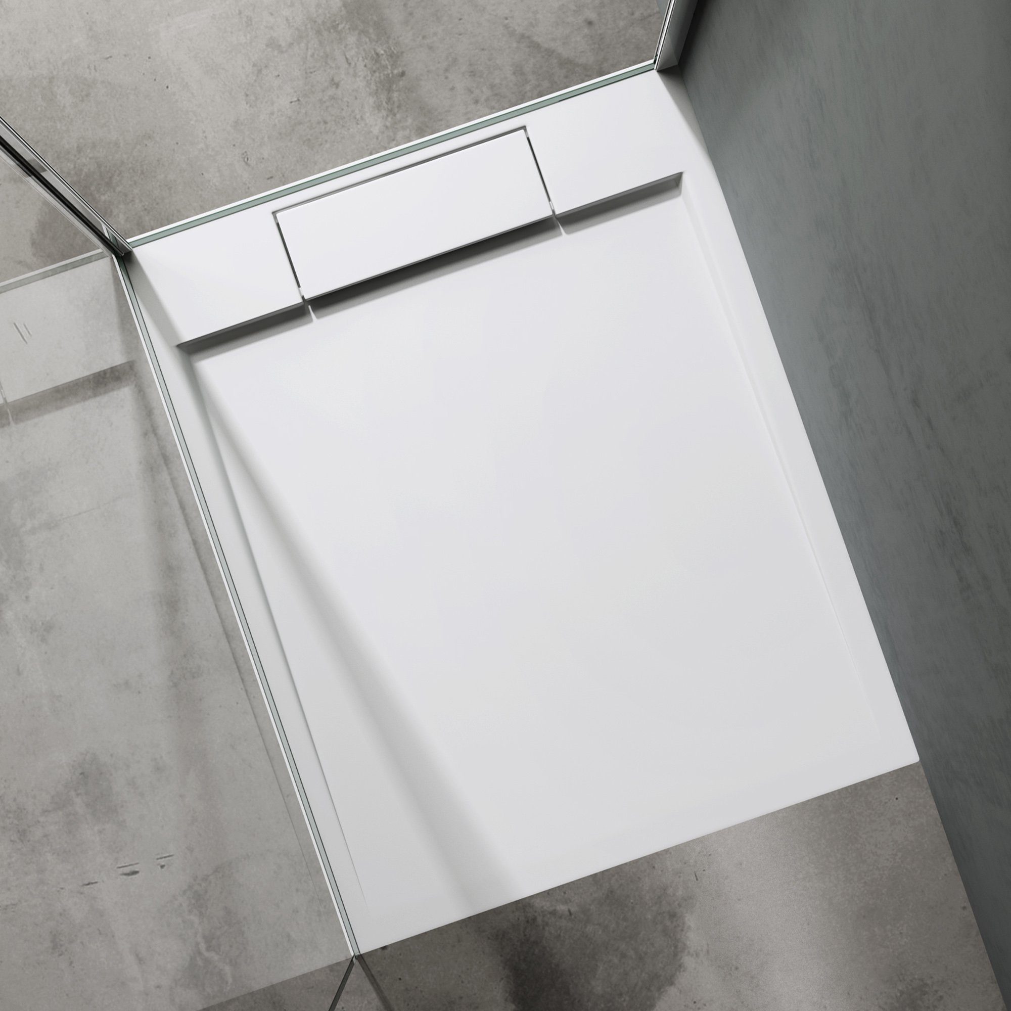 doporro Duschwanne Duschtasse Duschwanne Mineralguss rechteckig DIN-Anschlüsse Geoma04, Rechteckig, Mineralguss