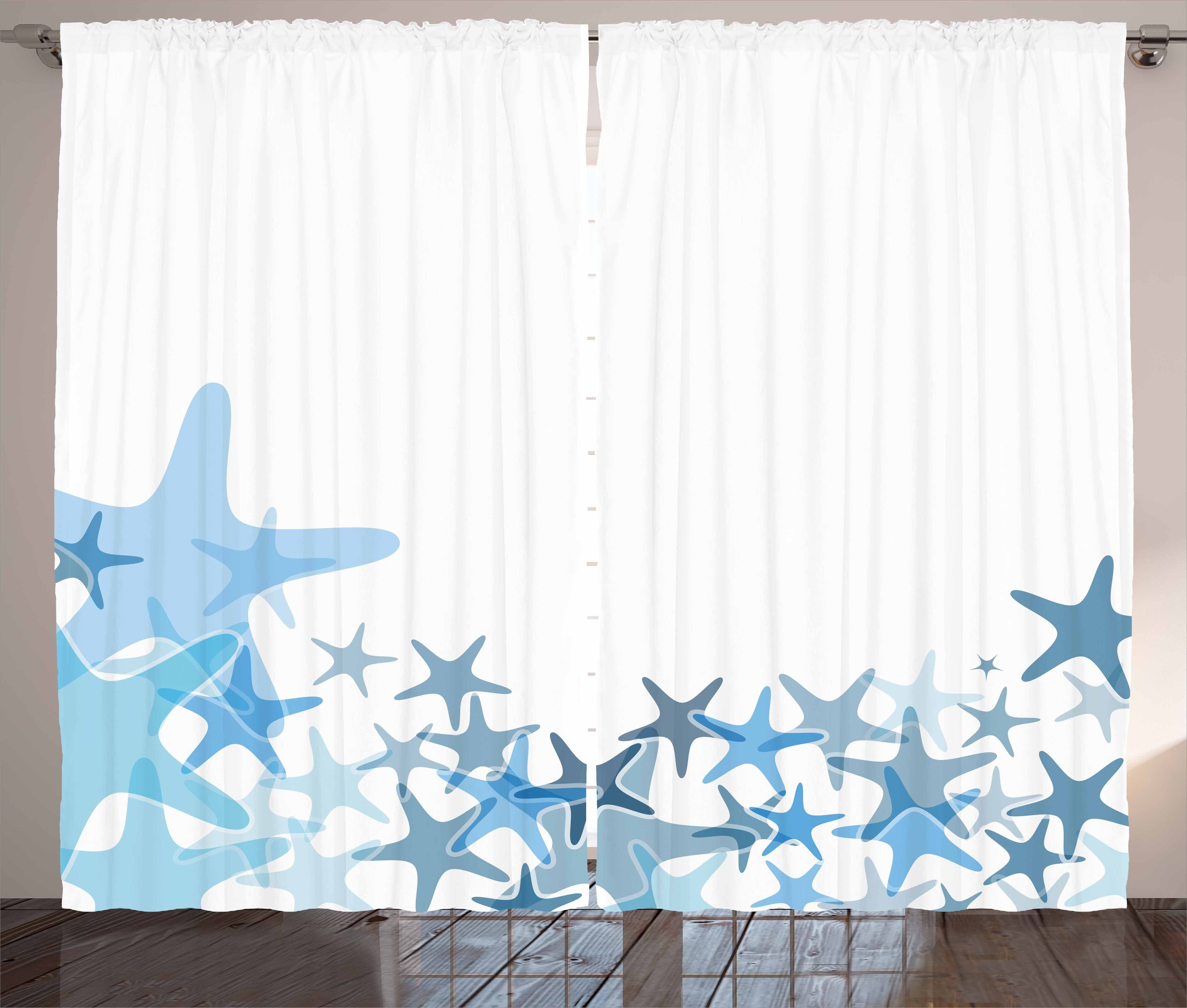 Gardine Schlafzimmer Kräuselband Vorhang mit Seestern Schlaufen und Haken, Tiere Blue Sea Abakuhaus