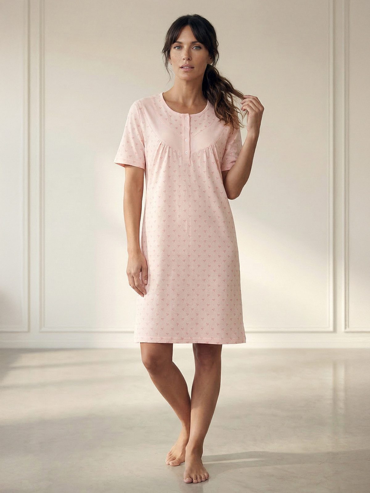 zeitlos Nachthemd Nachthemd Kurzarm - Rosi Schleife