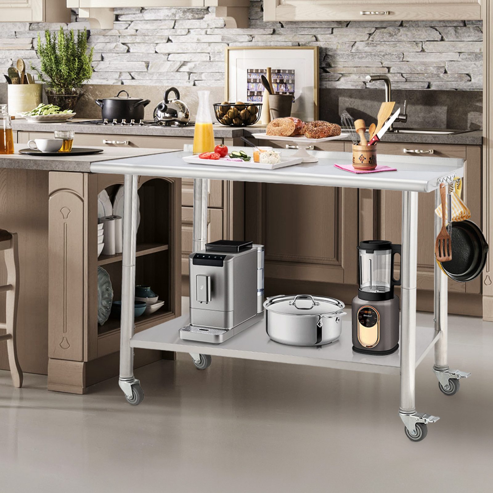 GarveeMore Arbeitstisch Edelstahltisch Küchentisch 76x45x89 cm 200kg günstig online kaufen