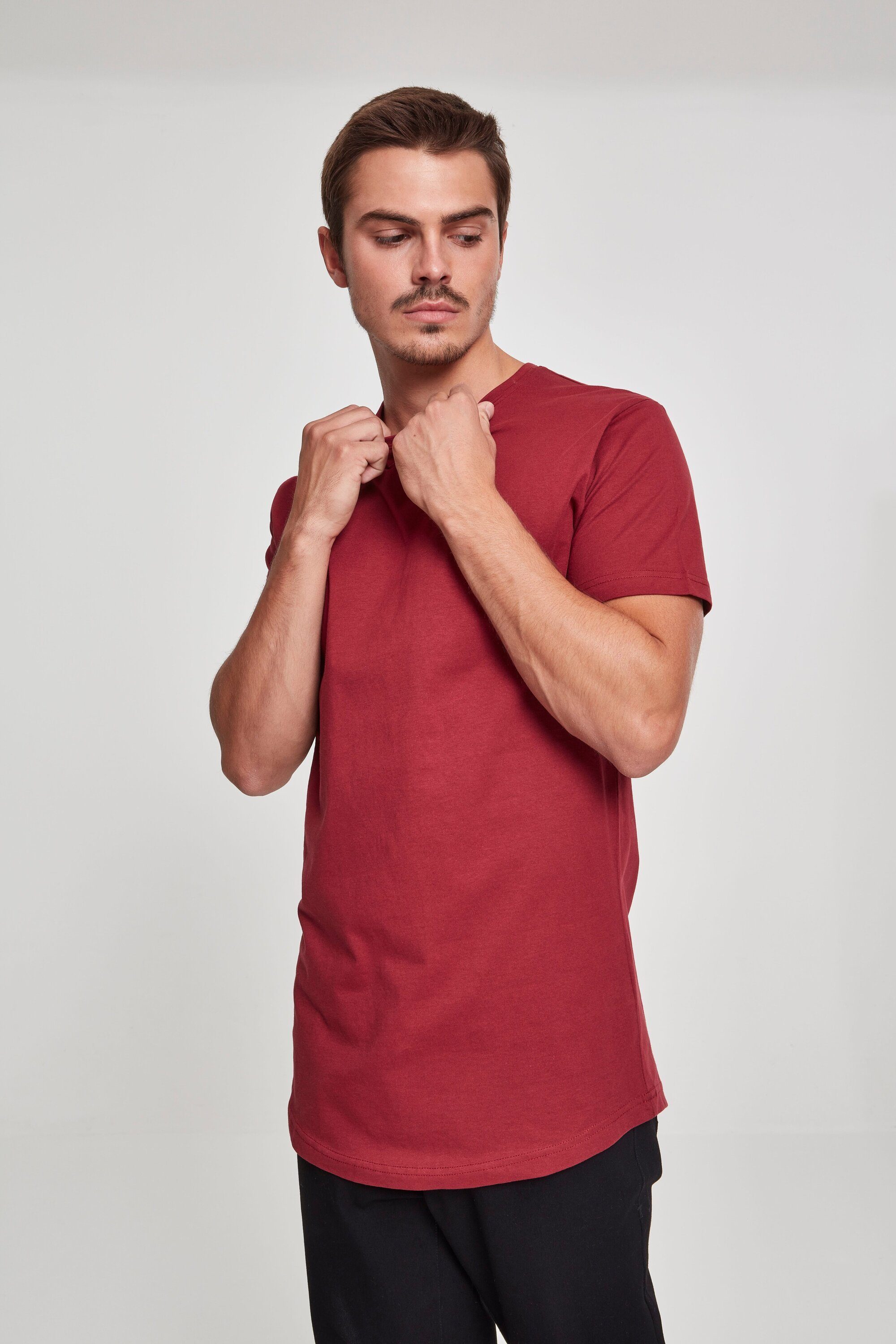 URBAN Kurzarmshirt Tee (1-tlg) Long Shaped Herren burgundy CLASSICS