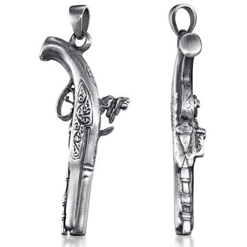 Materia Kettenanhänger Herren Pistole / Revolver Antik geschwärzt KA-196, 925 Sterling Silber, rhodiniert