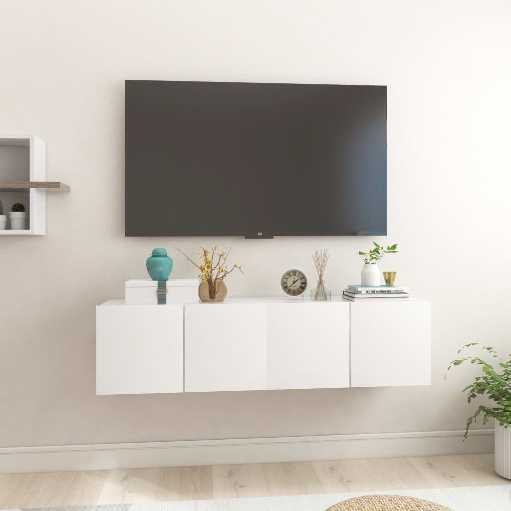 furnicato TV-Schrank TV-Hängeschränke 2 Stk. Hochglanz-Weiß 60x30x30 cm