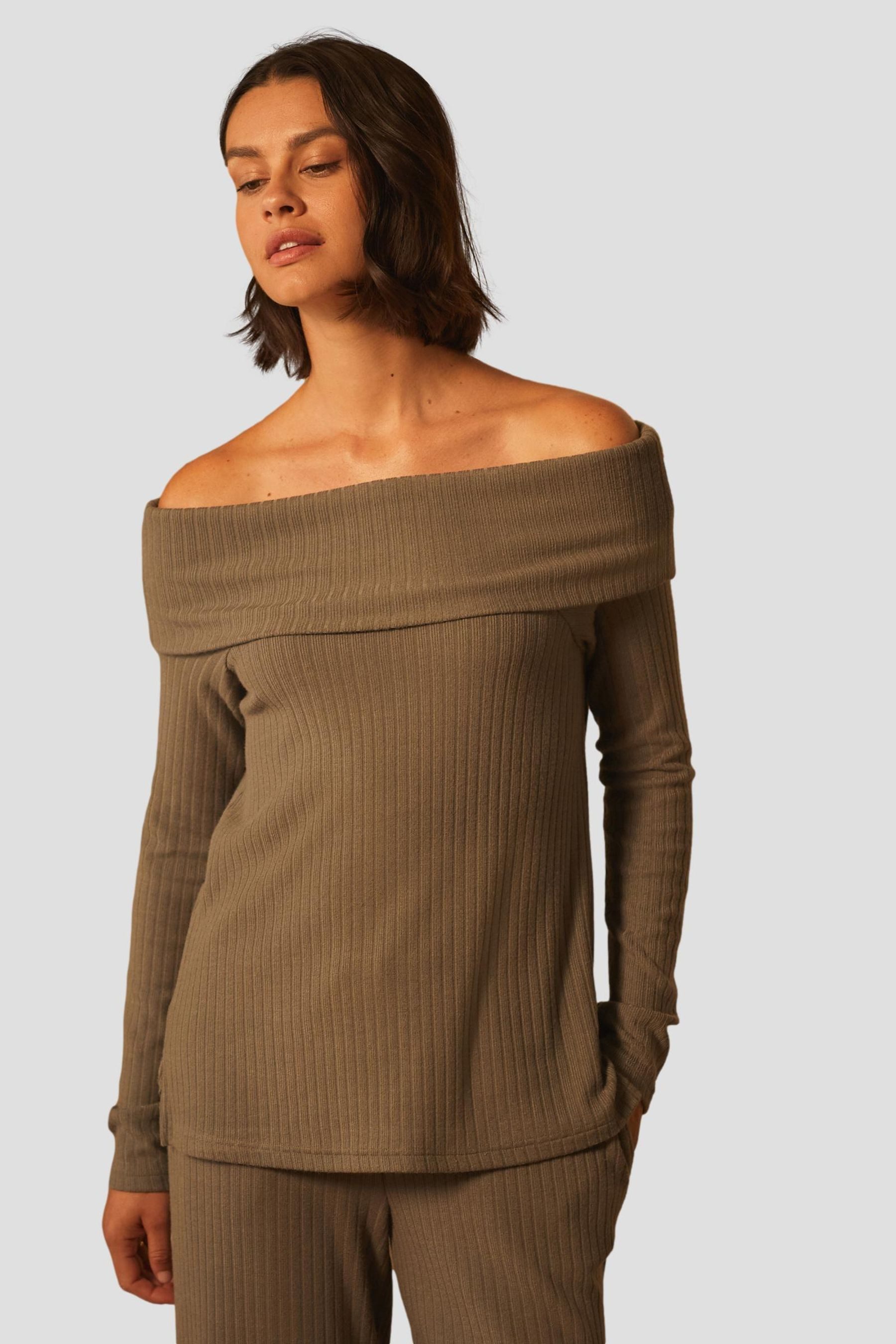 B by Ted Baker Carmenshirt B By Ted Baker Geripptes, schulterfreies Loungetop (1-tlg)