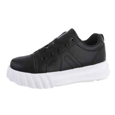 Ital-Design Damen Low-Top Freizeit Sneaker Flach Sneakers Low in Schwarz