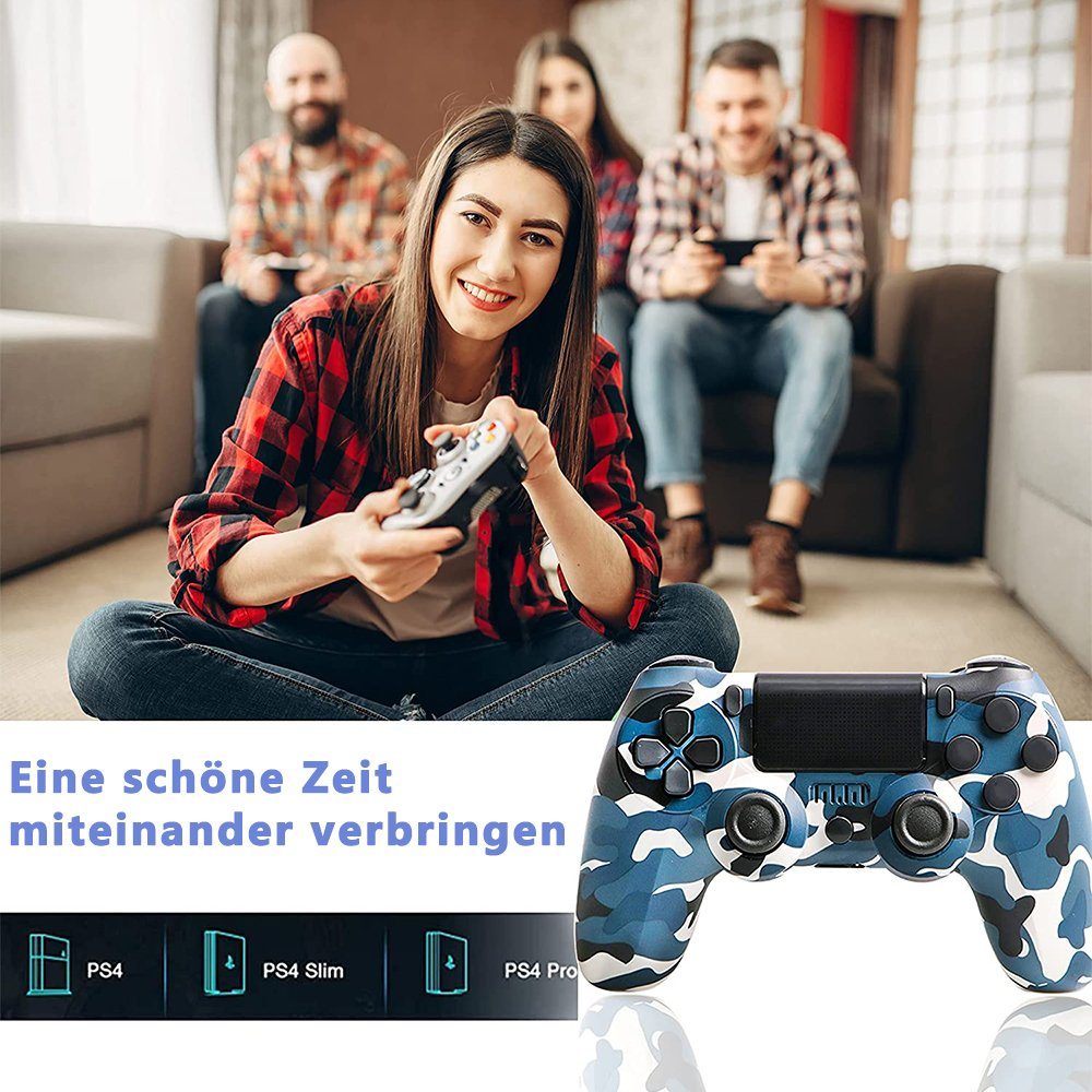 für Tarnung KINSI Controller, PS4,doppelseitig,600mAh PlayStation Gamepad,Game blau 4-Controller