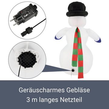 Juskys Schneemann XXL Schneemann, LED-Licht, aufblasbar mit integriertem Gebläse, spritzwassergeschützt