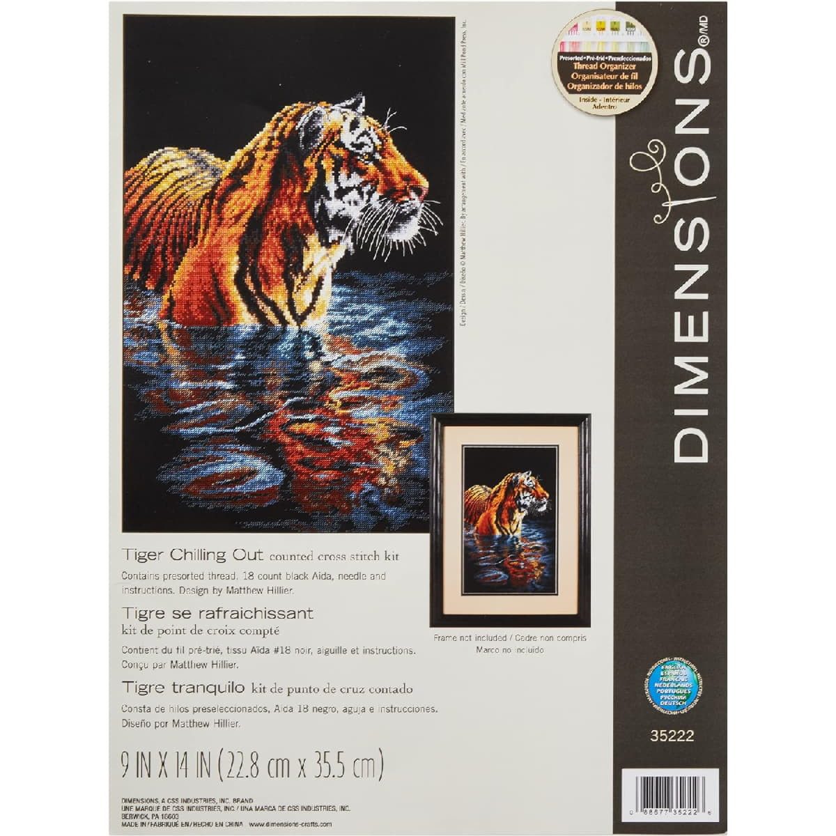 Dimensions Kreativset Dimensions Kreuzstich Stickpackung "Tiger entspannt sich", Zählmuster, (embroidery kit by Marussia)