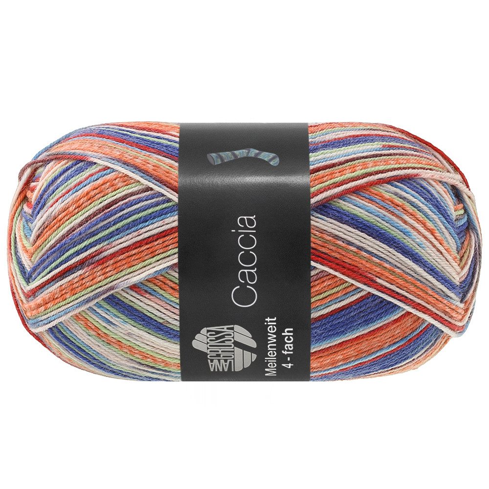 LANA GROSSA MEILENWEIT 100 g CACCIA Sockengarn Häkelwolle, 420 m (Spannende Farbkombinationen entstehen direkt beim Stricken, 4-fädige Sockenwolle mit spannendem Farbspiel), 100 g