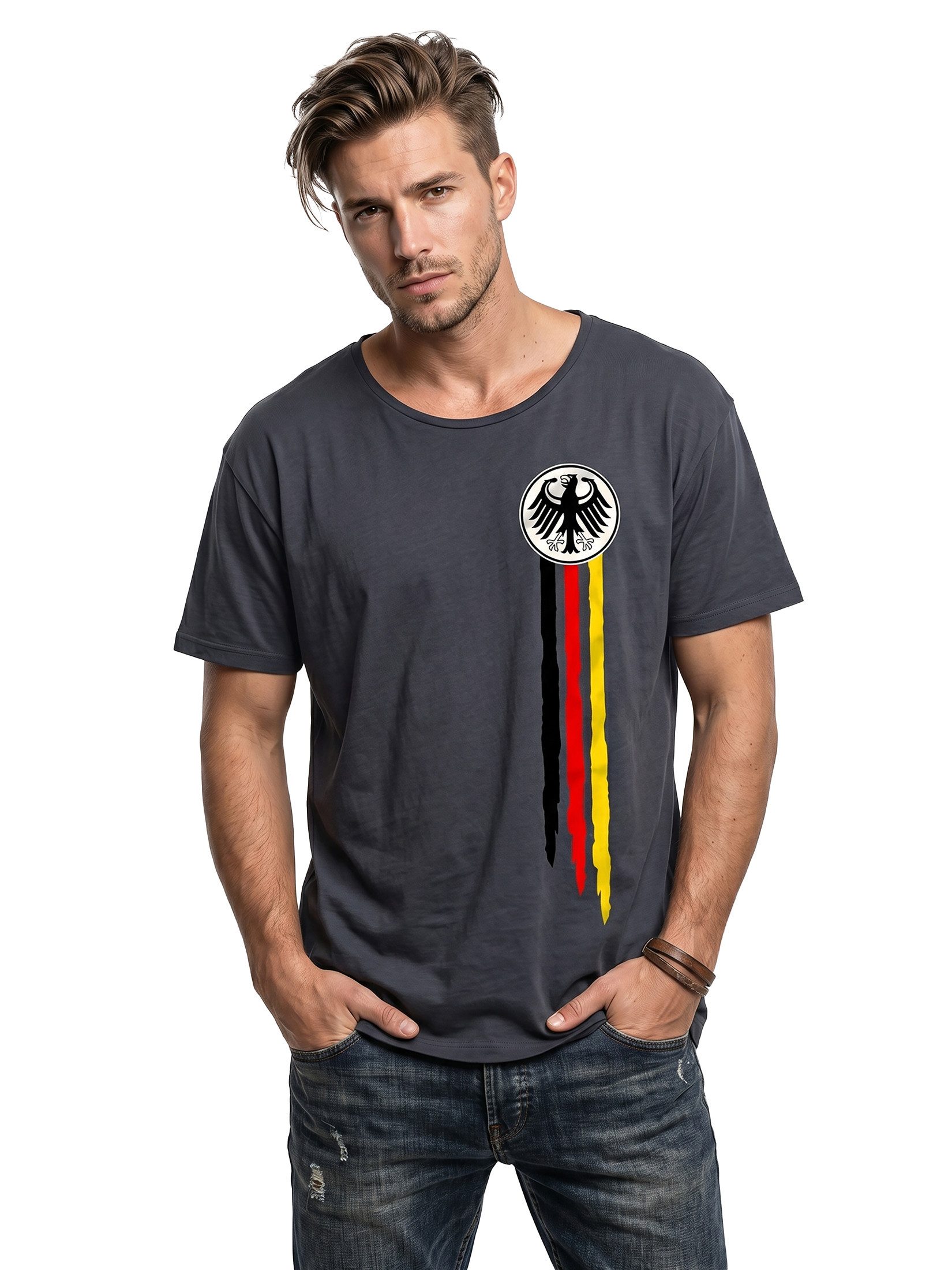 MAKAYA Print-Shirt Bundesadler Deutschland Fußball Trikot EM WM Herren Männer Jungen (Schwarz, Weiß, Blau, Grün, Blaugrau, Grau, S, XL, 3XL, 4XL, 5XL, L, M, XXL) Baumwolle