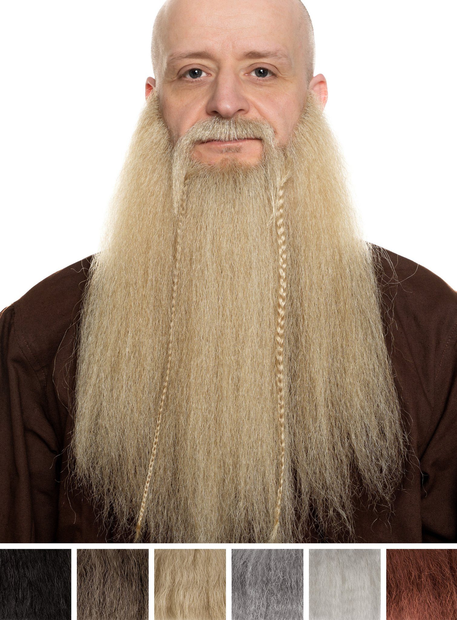 Metamorph Kostüm Bartset Wikinger – 6 Farben, Professionelles Bartset mit Echthaaranteil in Theaterqualität