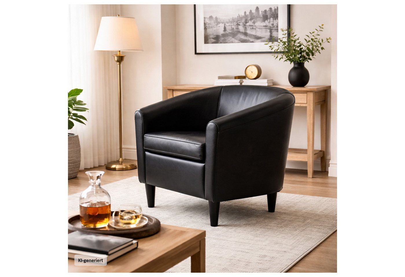 HTI-Living Cocktailsessel Clubsessel Cadogan Kunstleder Schwarz (Stück, 1-St., 1 Sessel)