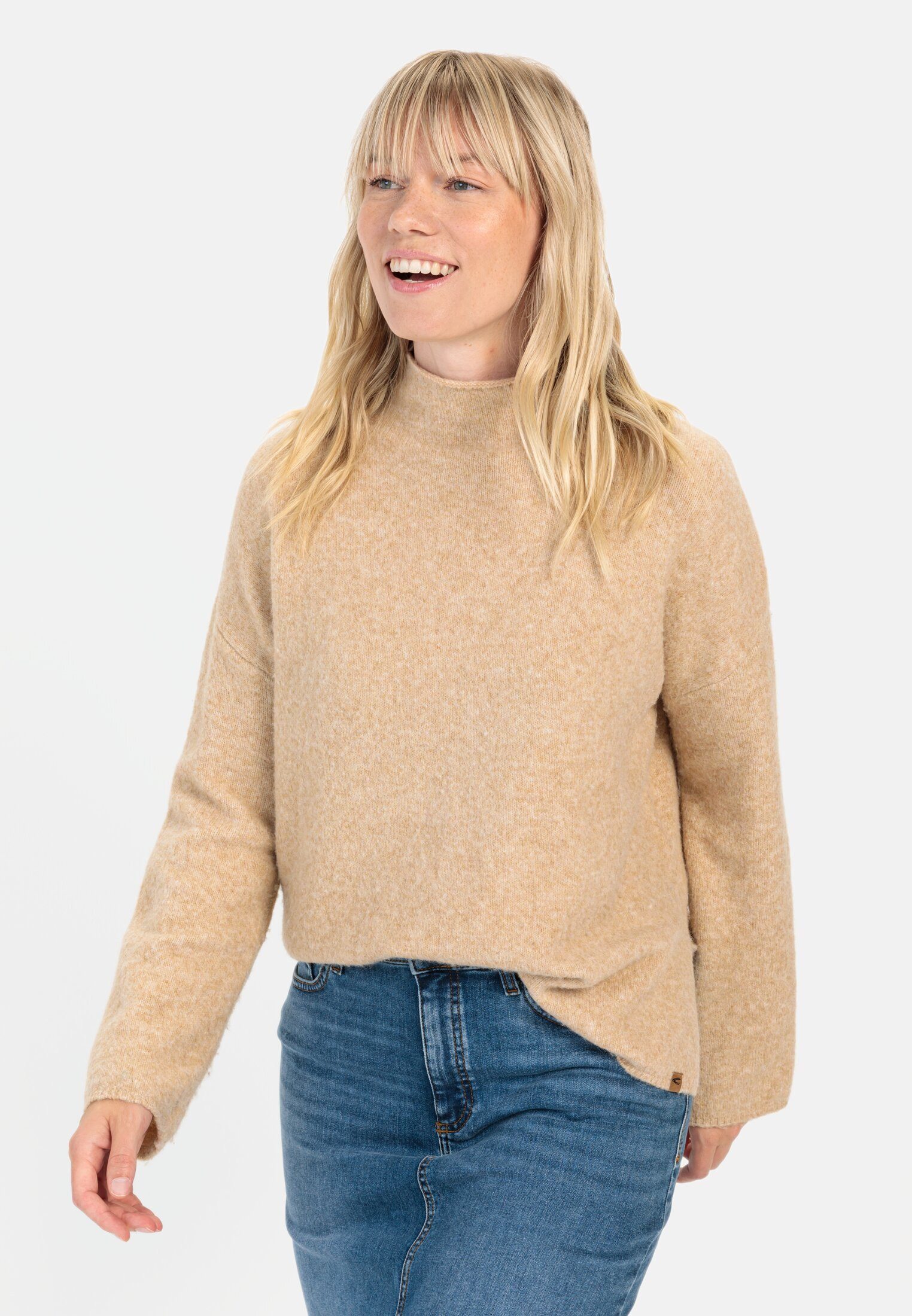 camel active Rollkragenpullover aus einem Wollmix Langarm Rollkragen Mit Ro günstig online kaufen