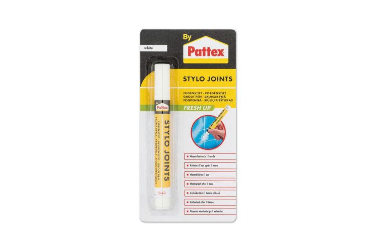 Pattex Malstift Stylo Joints Fugenstift weiß LPFW1 7ml Wasserfest nach 1 Stunde, (1-tlg., Kein Set), einfache Anwendung, präziser Auftrag