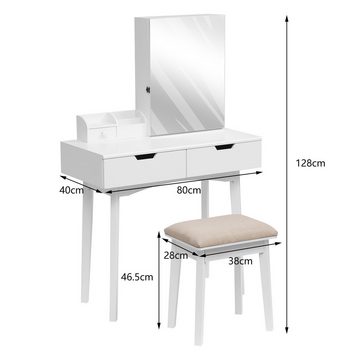 Happy Home Schminktisch Schminktisch mit Spiegel, 3 Schubladen und Hocker weiß