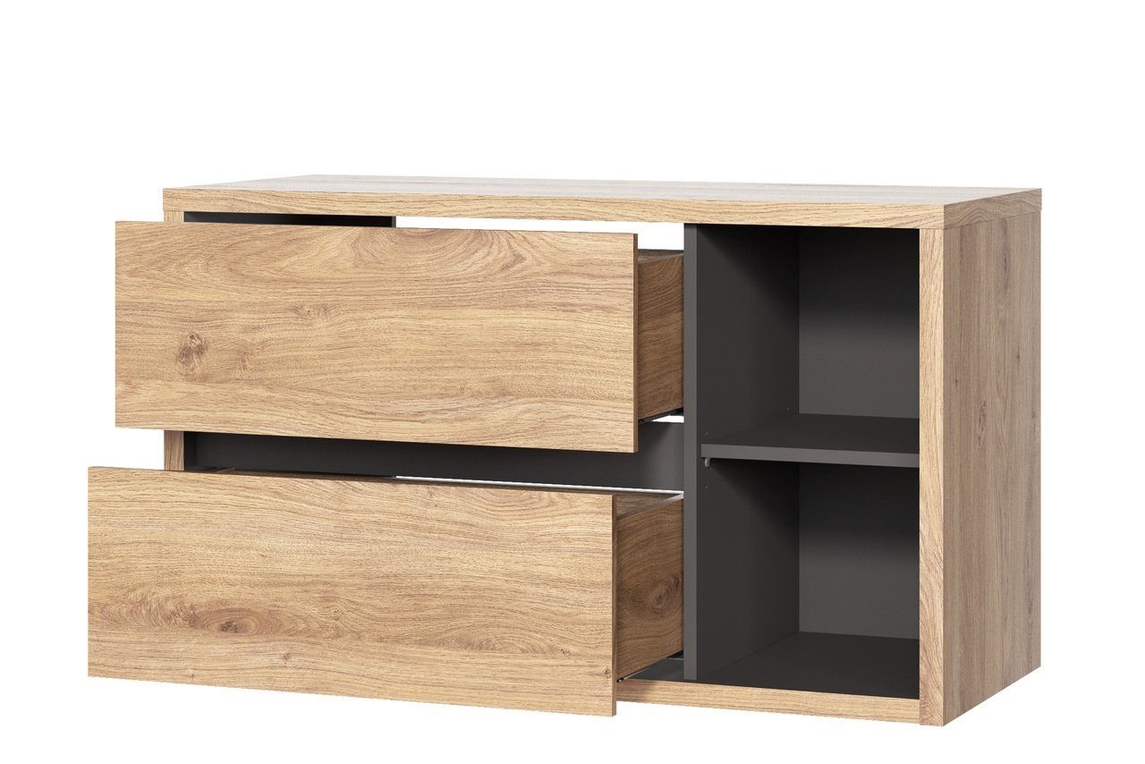 Fun Möbel Badmöbel-Set 4-tlg oder 3-tlg MARINA mit/ohne Waschtisch 60 cm, (Set, 3-St., Unterschrank, Hochschrank, Spiegelschrank, m./o. Aufsatzwaschtisch), Schubladen und Türen mit Soft-Close-System, Spiegelschrank inkl. LED