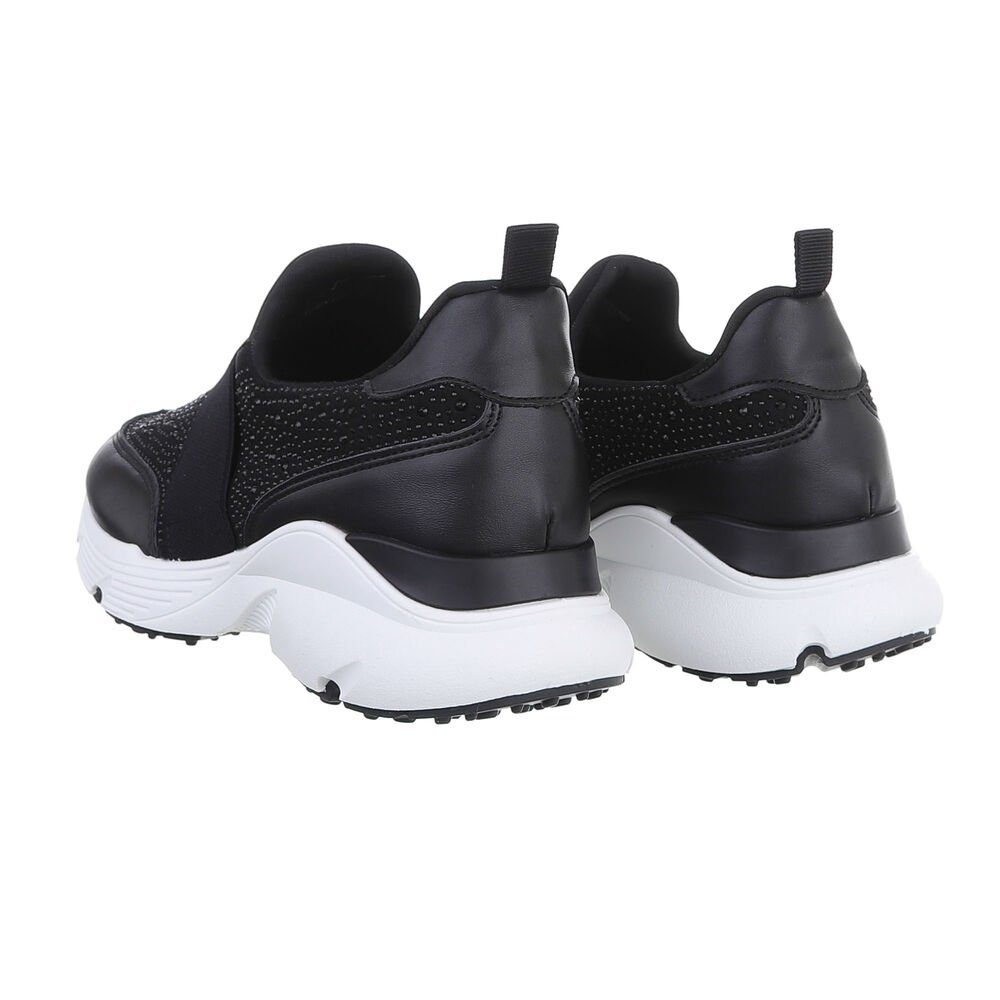 Ital-Design Damen Low-Top Freizeit Sneaker Keilabsatz/Wedge Sneakers Low in Schwarz
