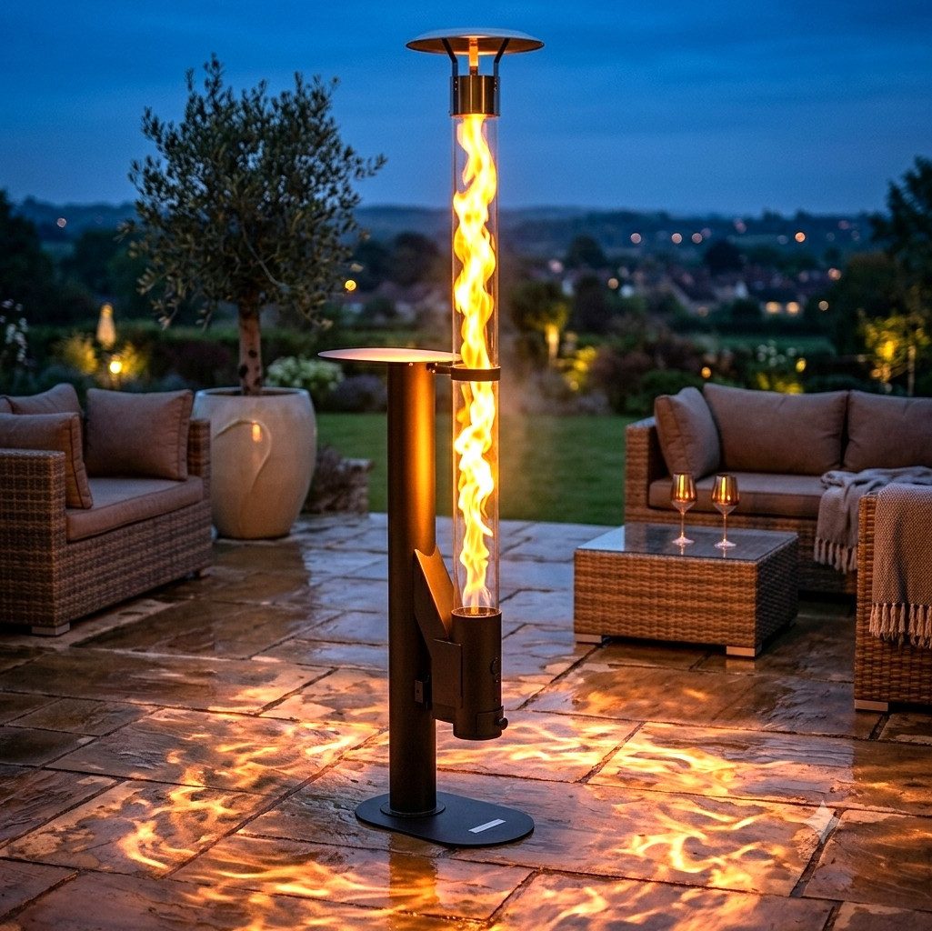 Apex Heizstrahler XXL Pellet Feuersäule Feuerrohr Terrassenheizer Heizstrahler 56710