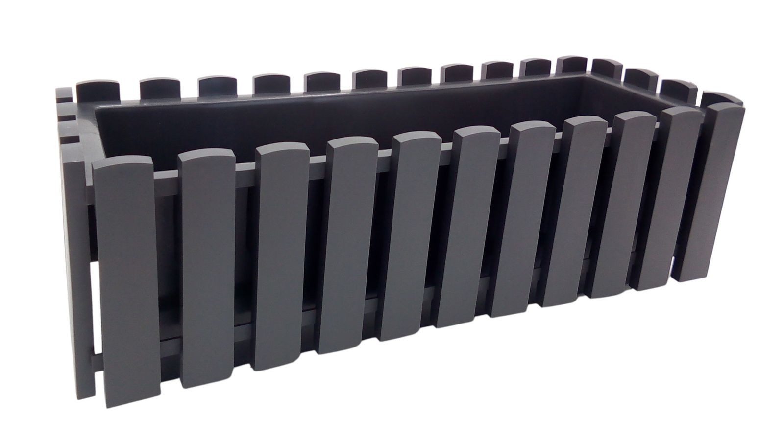 Plastkon Pflanzkübel Blumenkasten 46,5cm Balkonkasten Landhaus Lattenzaun Holzoptik