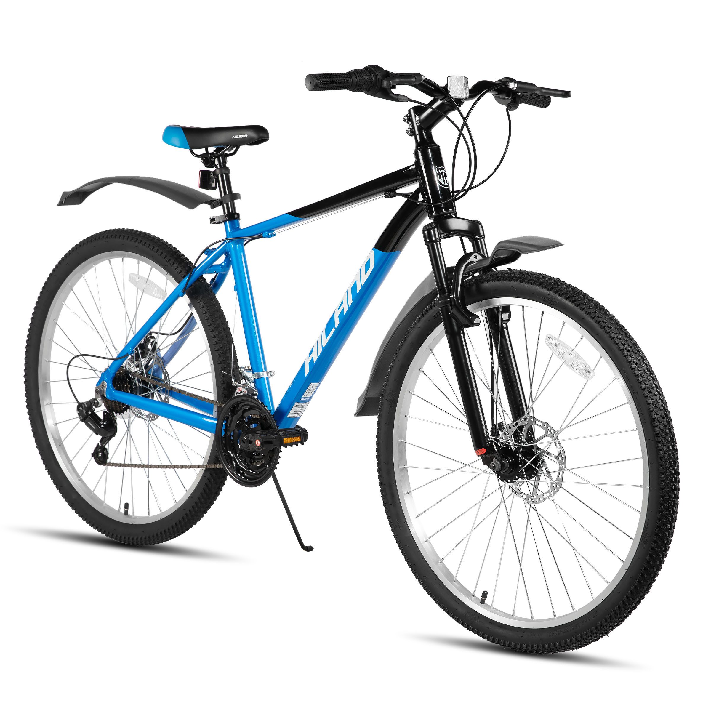 HILAND Mountainbike 26/27.5/29 Zoll MTB H200 Aluminium Fahrrad mit Doppelscheibenbremsen, 18-Gang, Federgabel, Aluminiumrahmen, Mechanische Scheibenbremsen