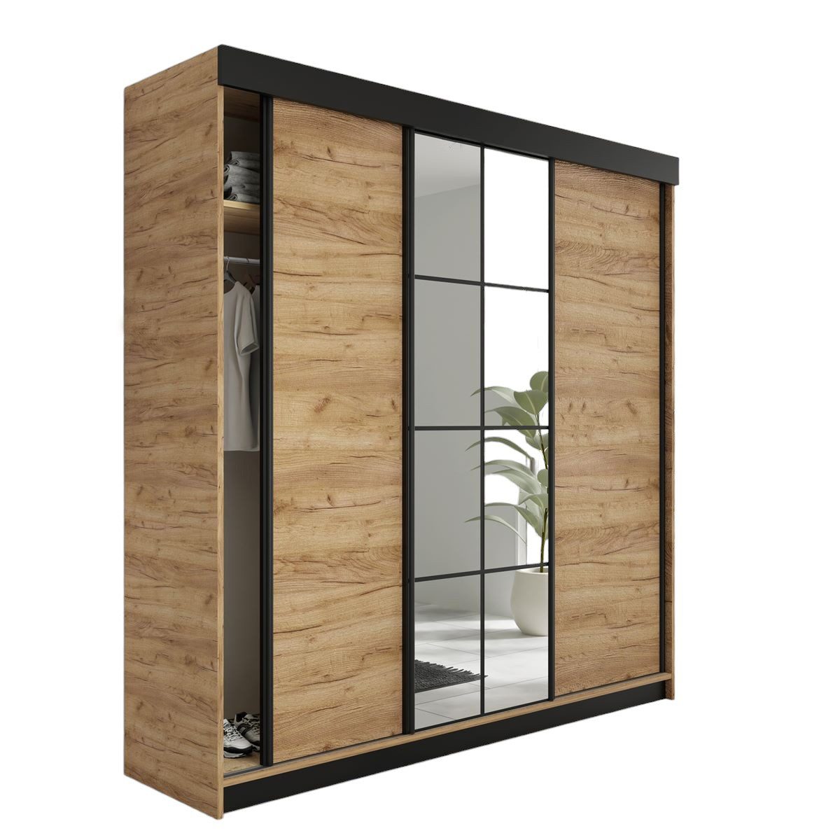 Compleo Schwebetürenschrank mit Modern Spiegel, Kleiderschrank günstig online kaufen