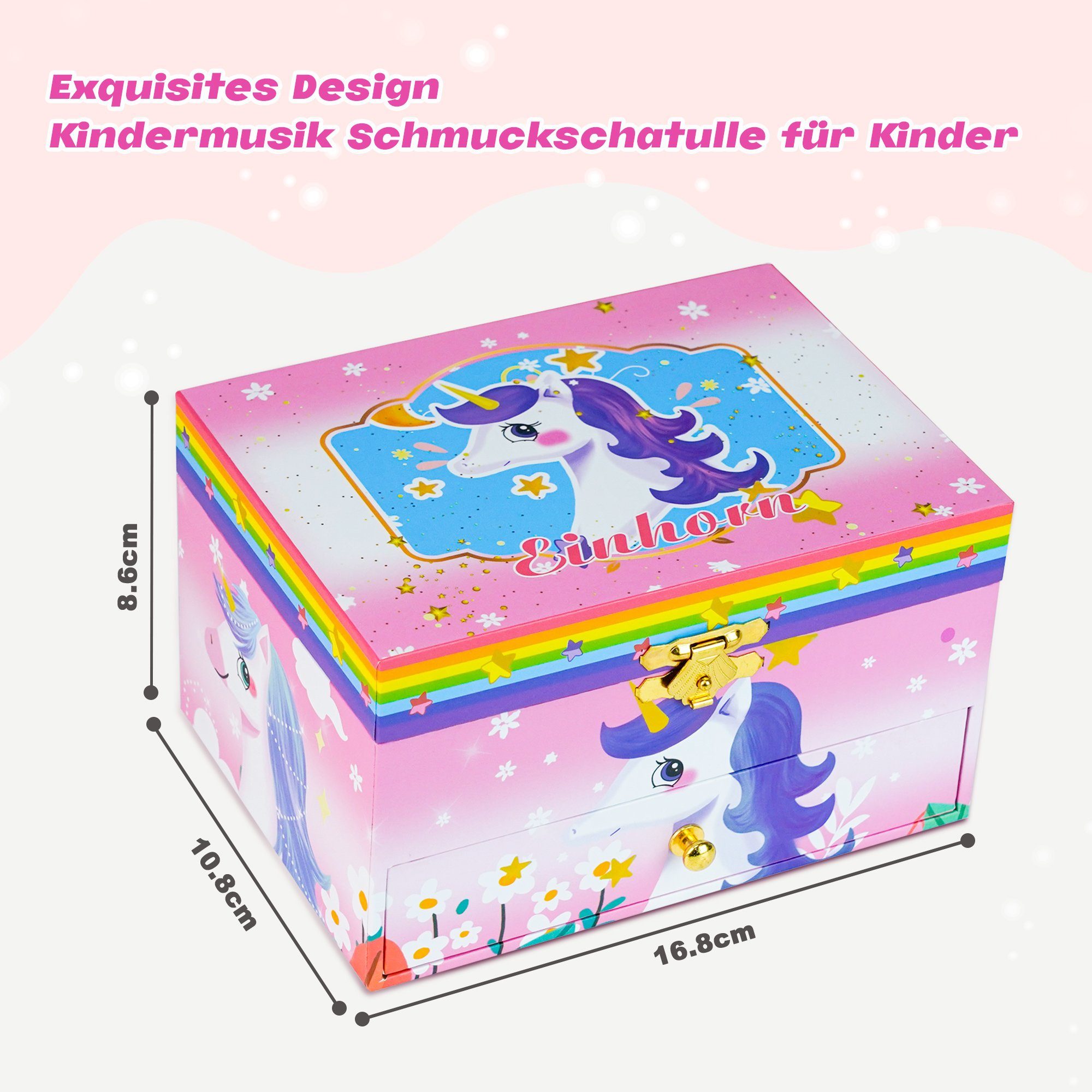 AdelDream Schmuckkasten Musik-Aufbewahrungsbox mit Einhorn Engelsflügeln günstig online kaufen