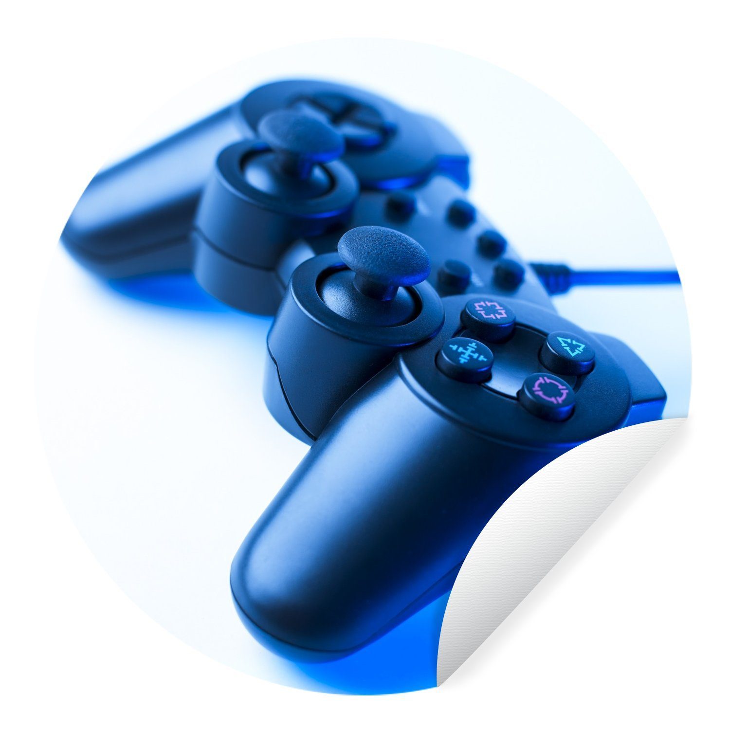 MuchoWow Wandsticker Gaming-Controller - Blau (1 St), Wandtattoo Selbstklebend, Wohnzimmer Deko Aufkleber, 30x30 cm