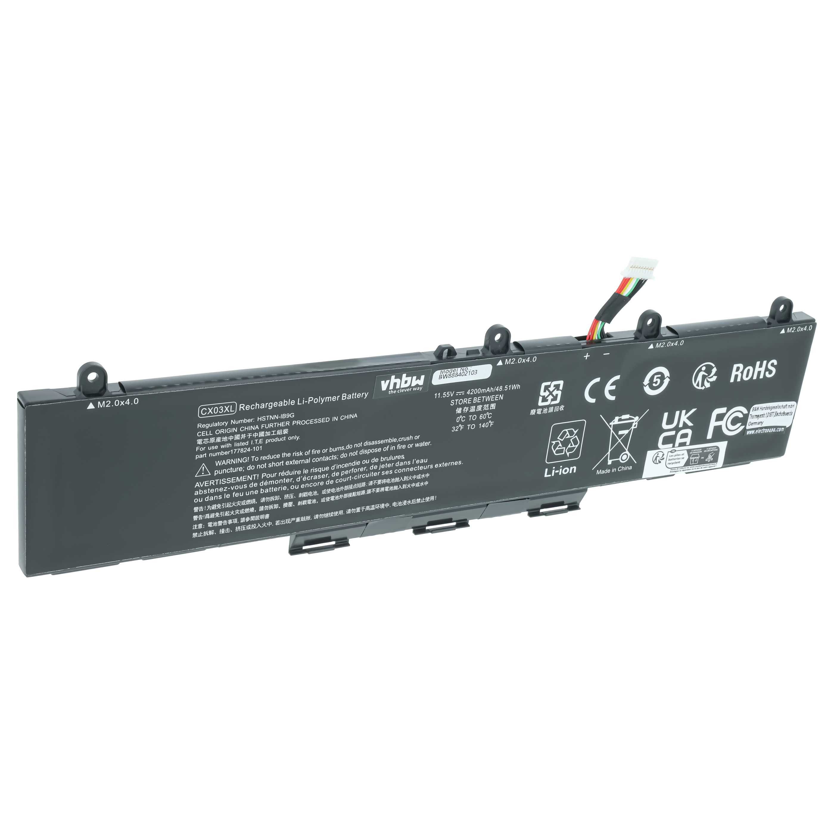 vhbw Akku passend für HP EliteBook x360 830 G8, x360 830 G7, 855 G7 Laptop-Akku Akku Li-Polymer 4200 mAh (11,55 V, 1 St), Leistungsfähiger Austausch-Akku für Notebook, Wiederaufladbar, Jede