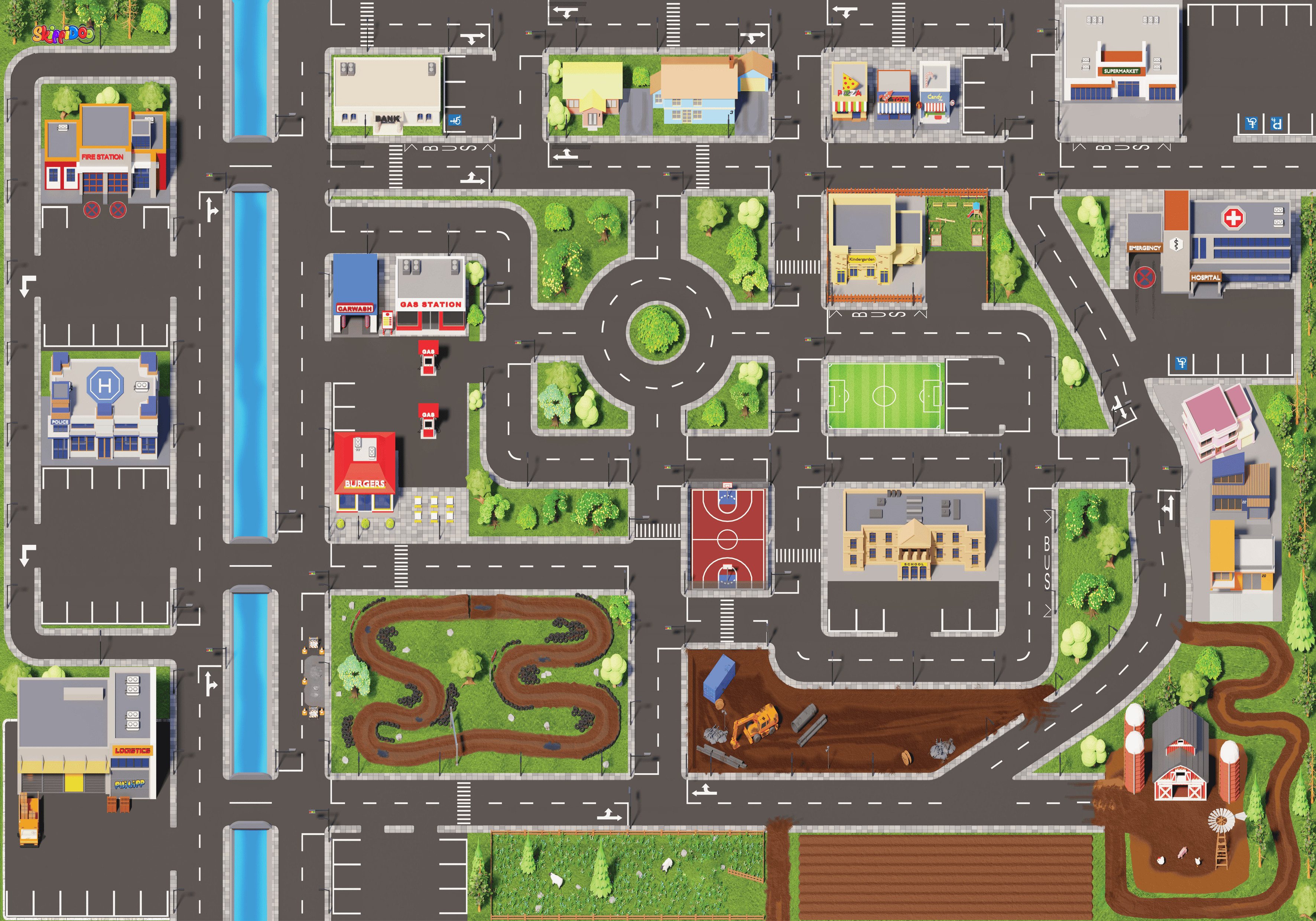 SkippiDoo Kinderteppich Straßenteppich Spielteppich Kinderzimmer Teppich Au günstig online kaufen