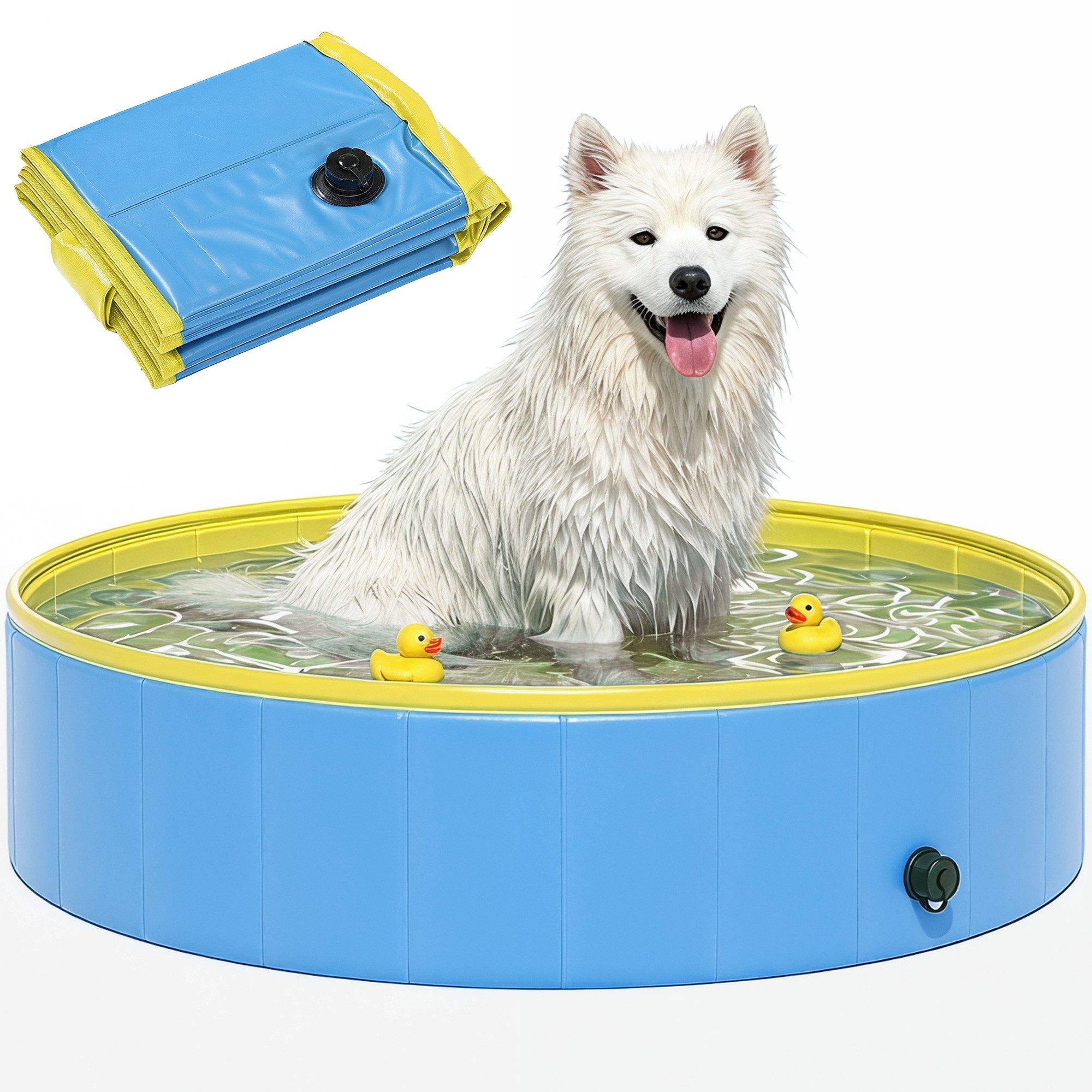 muvano Hundepool Faltbarer Hundepool für Katzen/Hunde, Anti-Rutsch-Boden, 120x30cm, Innen- und Außen, 330L Hundeplanschbecken