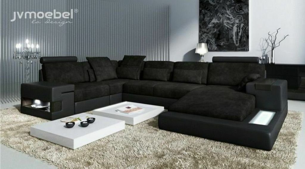 Wohnzimmer Ecksofas Möbel Modernes Design U Sofa Form Polster Ecksofa, JVmoebel