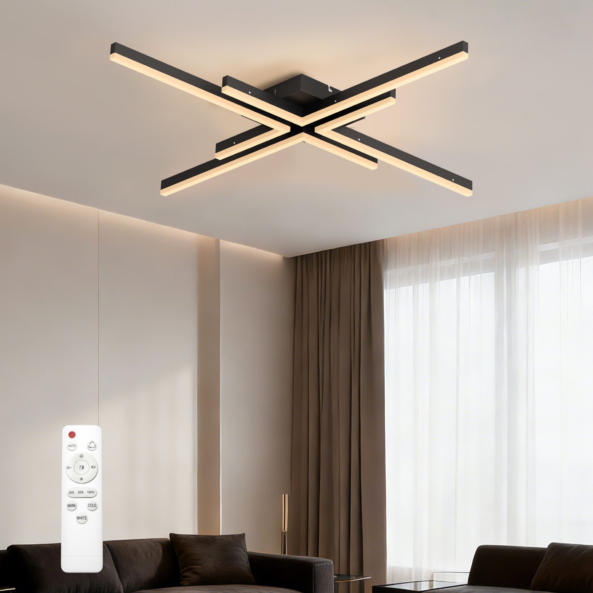 doporro Deckenleuchte Deckenlampe Wohnzimmerlampe LED 48W Alivetta25039, Dual-Control LED-Deckenlampe
