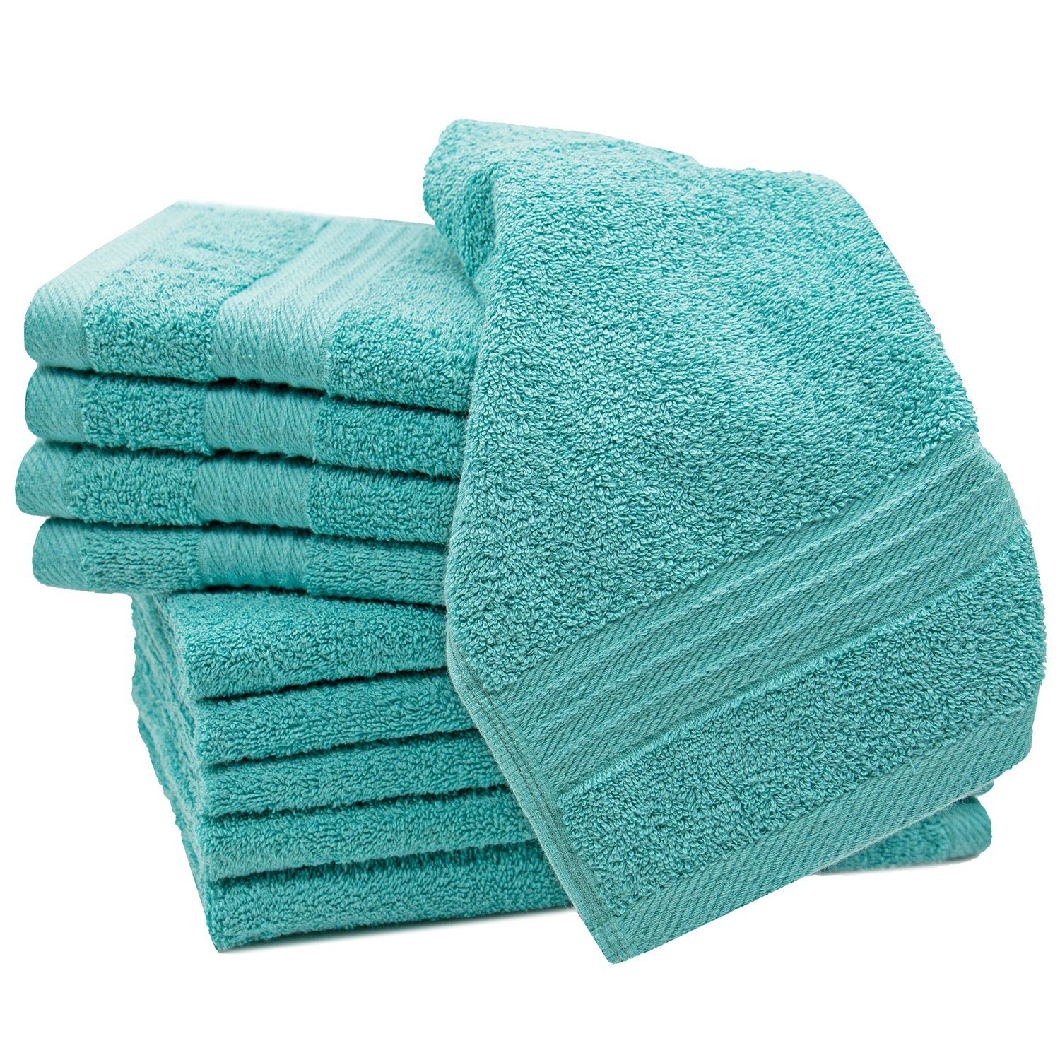 30x50 cm ZOLLNER Set of 10 guest towels blue 100% cotton 