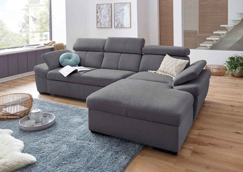 exxpo - sofa fashion Ecksofa Salerno, L-Form, inkl. Kopf- und Armteilverstellung, wahlweise mit Bettfunktion
