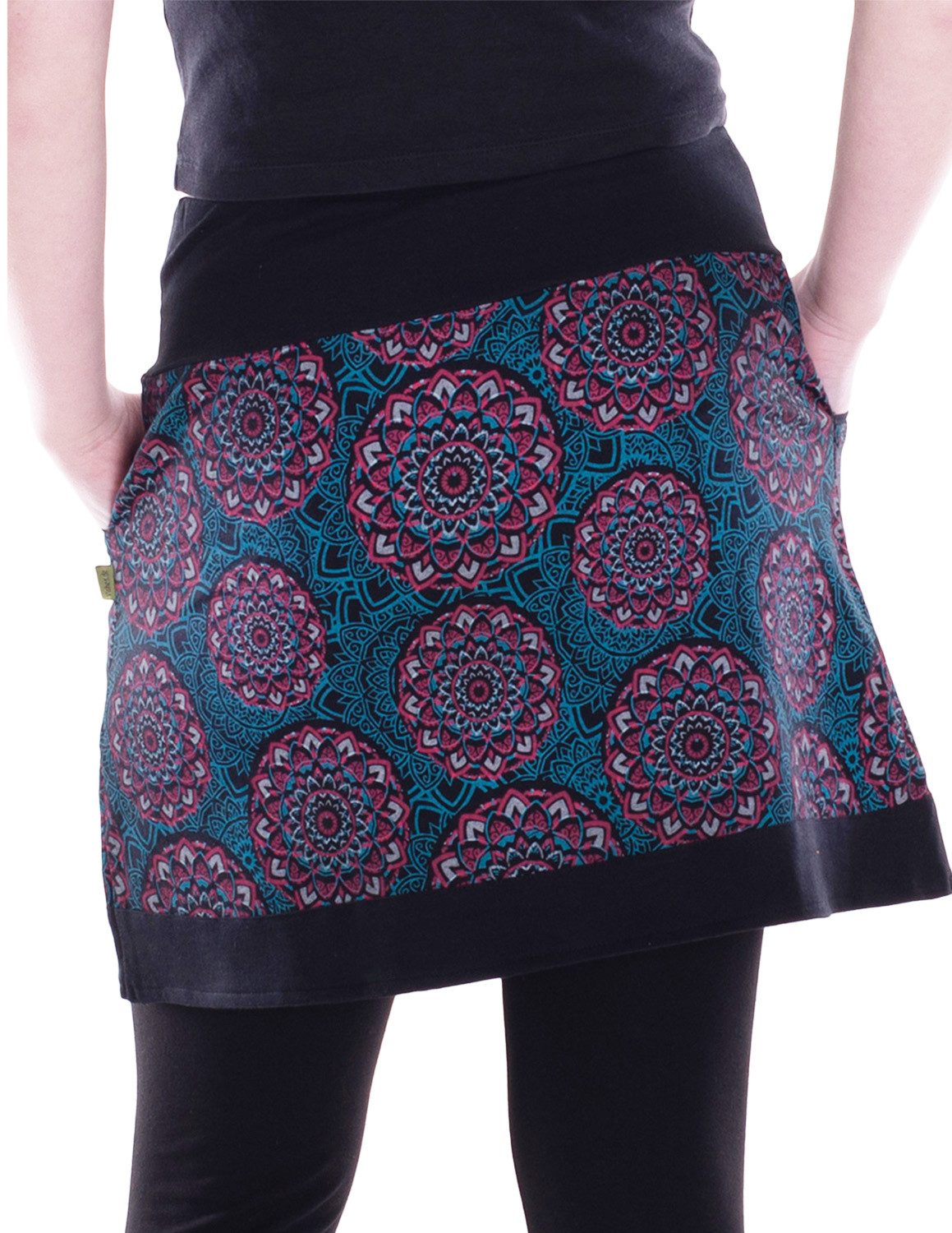 Vishes Minirock Damen Mini-Rock Baumwolle Mandala-Muster elastischer Bund mit Taschen Alternative Bekleidung, Ethno, Hippie, Retro Style