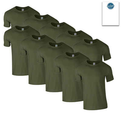 Gildan T-Shirt 10er T-Shirts Softstyle M L XL XXL 3XL 4XL 5XL Shirt & GRATIS Block (10er-Pack)