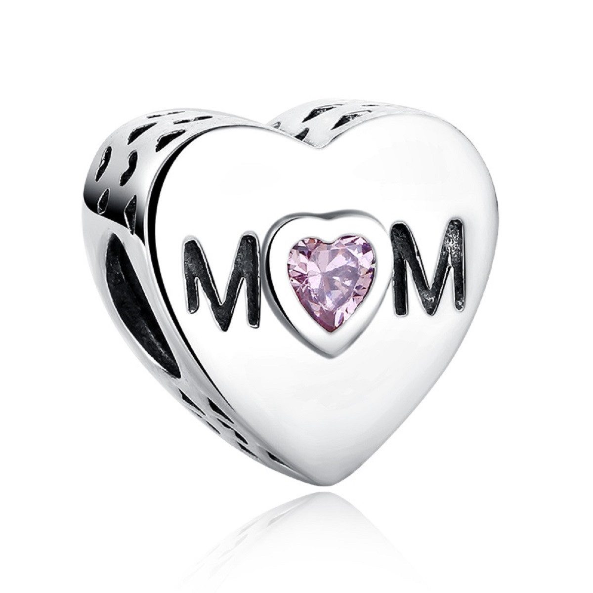PANDACHARMS Bead MOM Herz Charm für Charm Armband, 925er Sterling Silber