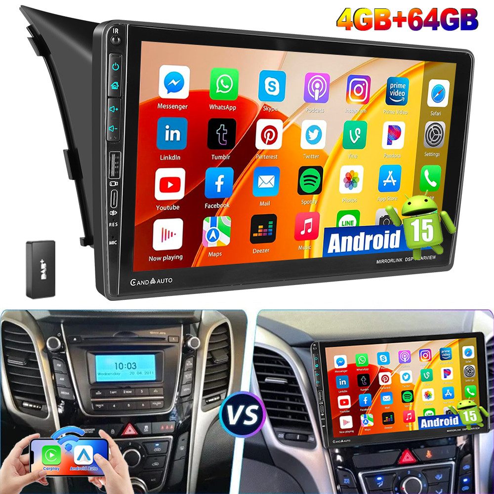 9" 32G/64G DAB+ Android 15 Für Hyundai i30 2012-2016 Carplay Navi GPS Autoradio