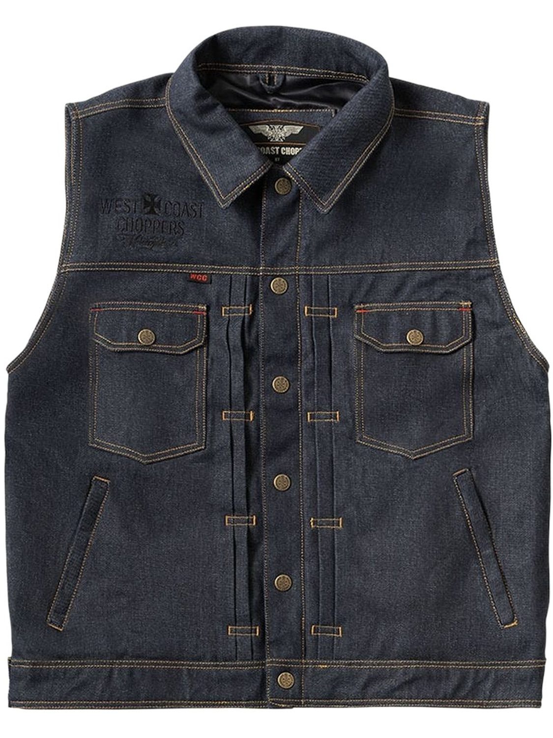 West Coast Choppers Sweatweste Collab 131/2 Denim Riding Vest - Blue Raw Denim